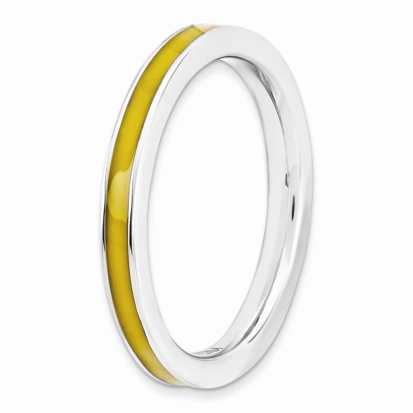 2.25mm Sterling Silver Stackable Yellow Enameled Band Cheap