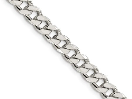 Men s 7mm, Sterling Silver Solid Flat Curb Chain Necklace Online Hot Sale