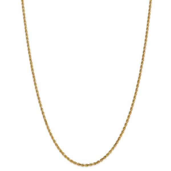 2.25mm, 14k Yellow Gold Diamond Cut Solid Rope Chain Necklace For Cheap