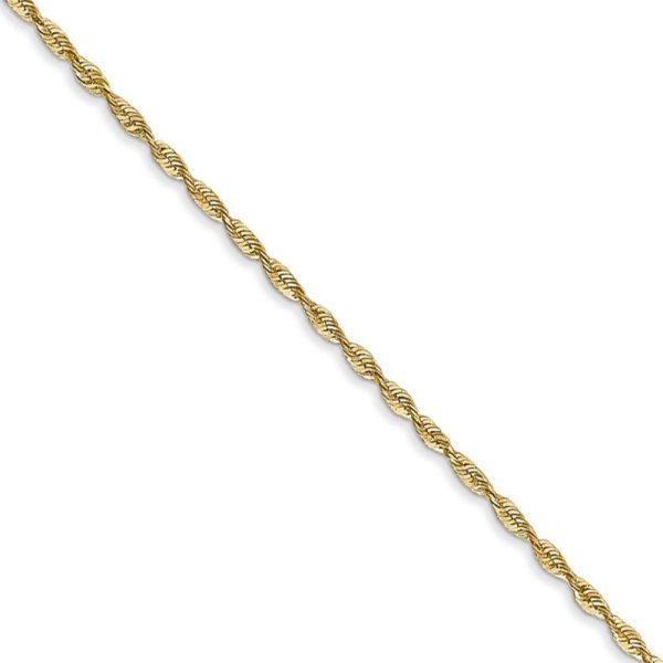 1.5mm, 14k Yellow Gold Light Diamond Cut Rope Chain Necklace Online now