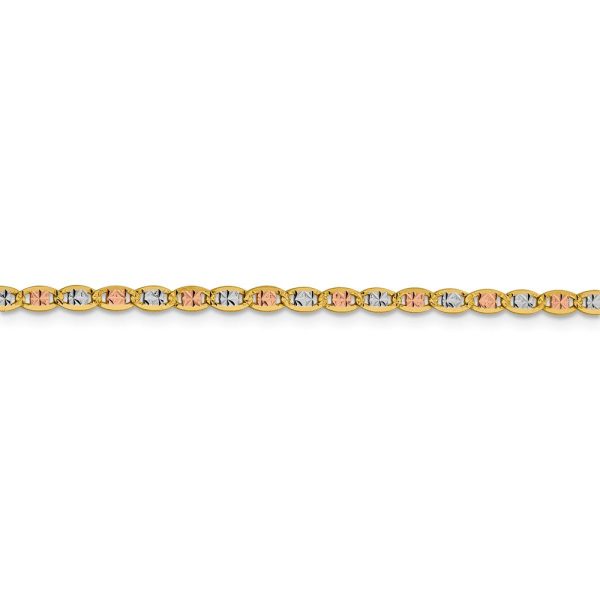 2.75mm 14k Gold Tri-Color Solid Fancy Pave Anchor Chain Bracelet Online now