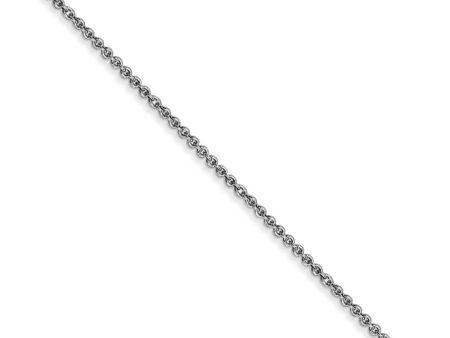 1.1mm 14k White Gold Solid Round Cable Chain Necklace Discount