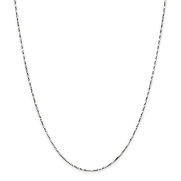 0.9mm Rhodium Plated Sterling Silver Solid Box Chain Necklace Sale