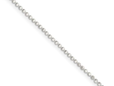 1.1mm Sterling Silver Solid Square Beaded Chain Necklace on Sale