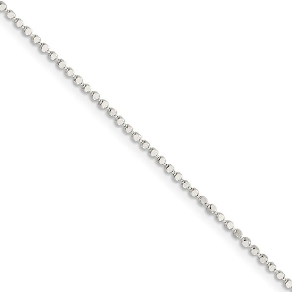 1.1mm Sterling Silver Solid Square Beaded Chain Necklace on Sale