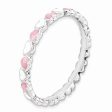 2.5mm Sterling Silver Stackable Pink & White Enamel Heart Band Online