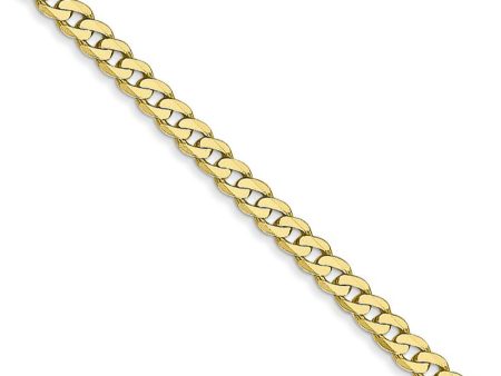 2.9mm 10k Yellow Gold Flat Beveled Curb Chain Necklace Hot on Sale