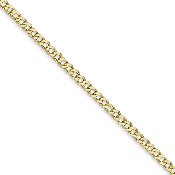 2.5mm, 10k Yellow Gold Hollow Curb Chain Necklace Online Hot Sale