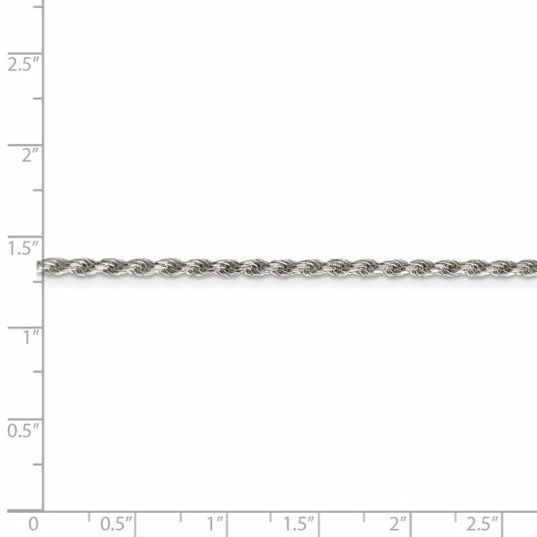 2.25mm Rhodium Plated Sterling Silver Diamond Cut Rope Necklace For Discount