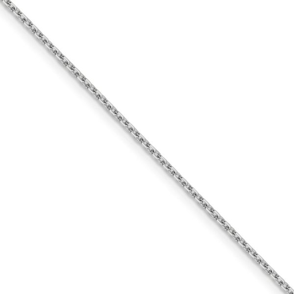 1.5mm 14k White Gold Diamond Cut Solid Rolo Chain Necklace Fashion