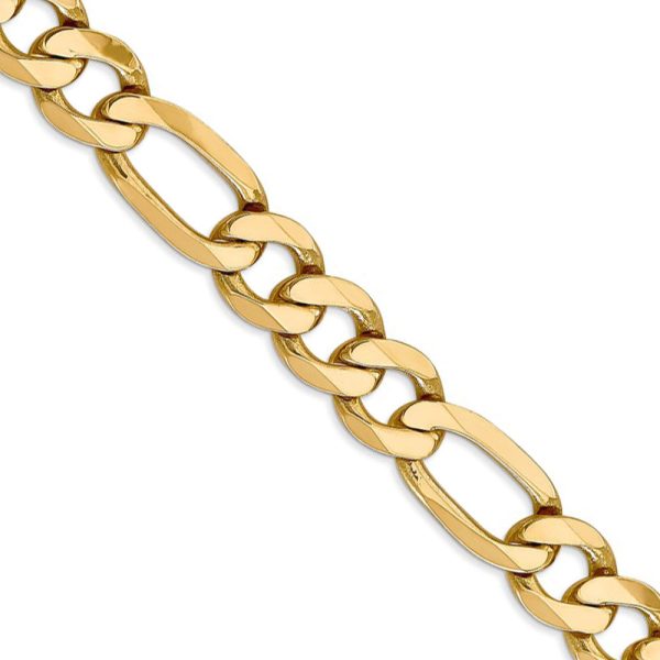 10mm, 14k Yellow Gold, Flat Figaro Chain Necklace Discount