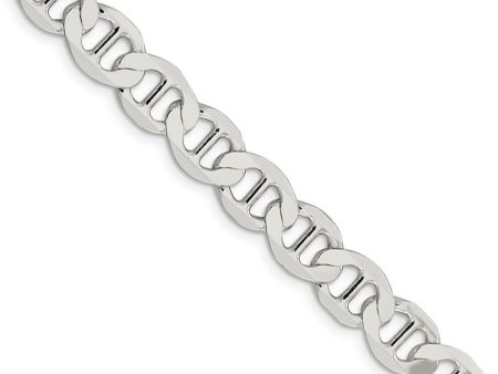 Mens 9mm Sterling Silver Hollow Flat Anchor Chain Necklace For Cheap