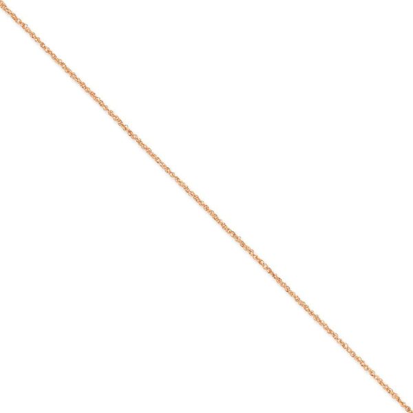 1.7mm, 14k Rose Gold, Diamond Cut Solid Ropa Chain Anklet Sale