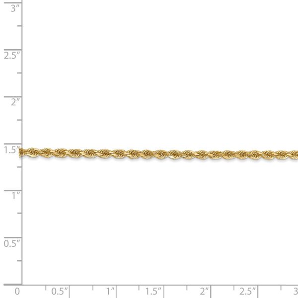 2.25mm, 14k Yellow Gold Diamond Cut Solid Rope Chain Necklace For Cheap